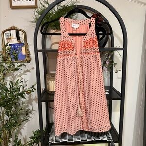 Heyson Peach and Black Patterned Tank Top size large